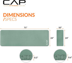 CAP Barbell High Density Exercise Yoga Mat with Strap and Knee Pad 71″X24″X1/2″