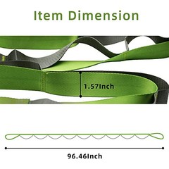 Yoga Straps Stretching Strap with 12 Loops Workout Poster, Straps Green+Grey