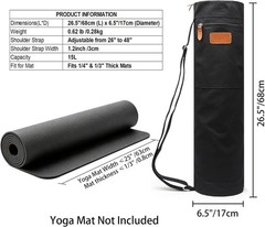 Canvas Yoga Mat Bag with Adjustable Strap & Pockets, Full-Zip Travel Gym Tote…