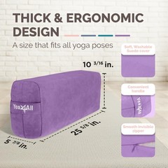 YOGA BOLSTER PILLOW for Meditation Balance Poses Triple-Layer Purple YES4ALL