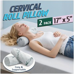 Cervical Roll Pillow, Cylinder Neck Pillow with Removable Washable Cover | 2 …