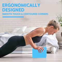 Yoga Block – Supportive Latex-Free Eva Foam – Soft Non-Slip Surface with Beveled