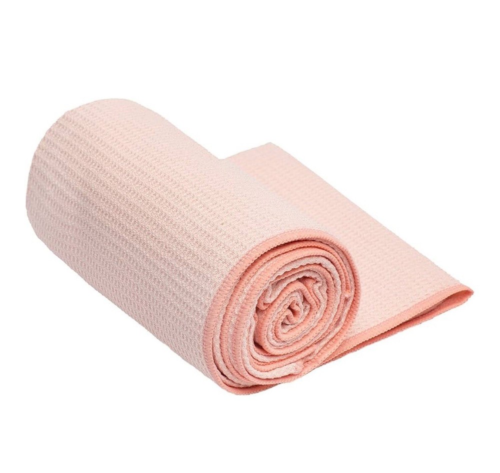 Hot Yoga Mat-Sized Towel, Pink, Microfiber Absorbent, Anti-Slip 24″ x 72″