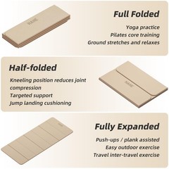 Foldable Yoga Mat, 74″Lx32″Wx1/3″Thick, Folding Exercise Mat, Non-slip Wide P…