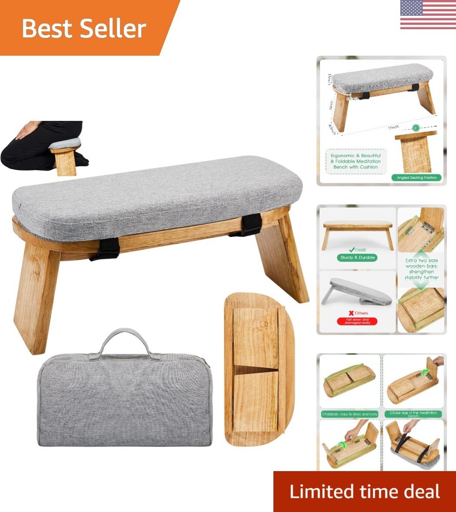 Portable Meditation Kneeling Stool with Soft Cushion & Carrying Bag – Foldable