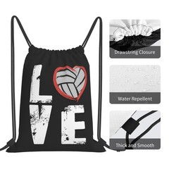 Love Volleyball Unisex Drawstring Backpack Bag Sport Gym Travel Swim Sackpack
