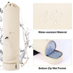 Yoga Mat Bag with Water Bottle Pocket and Bottom Wet Pocket, Exercise Yoga Ma…