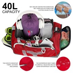 Sports Gym Bag，INOXTO Travel Duffel Bag with Dry Wet Pocket And Shoe Comp