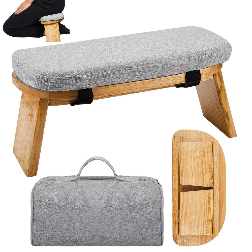 Meditation Bench with Carrying Bag, Meditation Kneeling Stool Portable Yoga M…