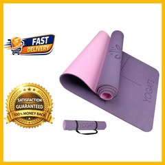Versatile Yoga Mat with Alignment Lines – Non-Toxic Non-Slip Mats in Purple