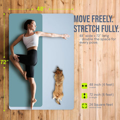 Gogokiwi Large Yoga Mat (6’X4′) – 1/4″ & 1/2″ Thick Exercise Mats for Home Worko