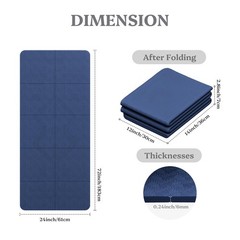 Foldable Yoga Mat Non Slip, Pilates Fitness Mats – 72″ x 24″ x 0.24″ Extra Wi…