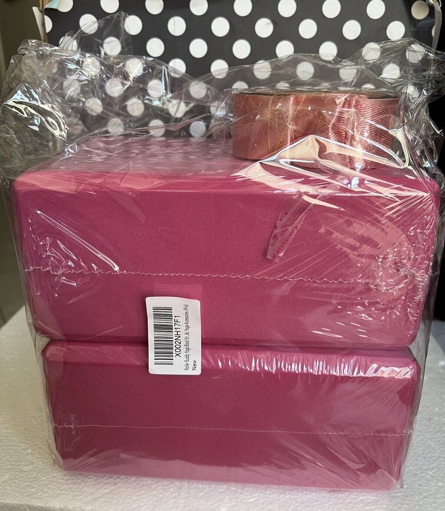 Roller Buddy Yoga Blocks 2 Pack – Sturdy Foam Yoga Block Set with Strap Pink NIP
