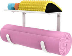 Yoga Mat Holder Wall Mount, No-Tie Mat Storage, Exercise Mat Storage Rack with T