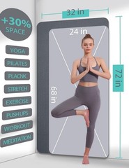 Yoga Mat Double-Sided Non Slip, 72” X 32” X 7Mm – Extra Wide & Thick Yoga Mat