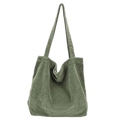 2026 Corduroy Tote Bag with Zipper Large Casual Handbags 002-light Green