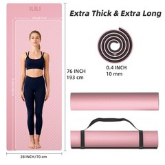 Yoga Mat 10mm Extra Thick and 193cm Extra Long, 76×28×0.4 Inch, Double Color …