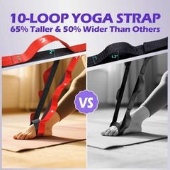 Non Elastic Stretching Strap with Loops – Yoga Straps for Physical Therapy, Dura
