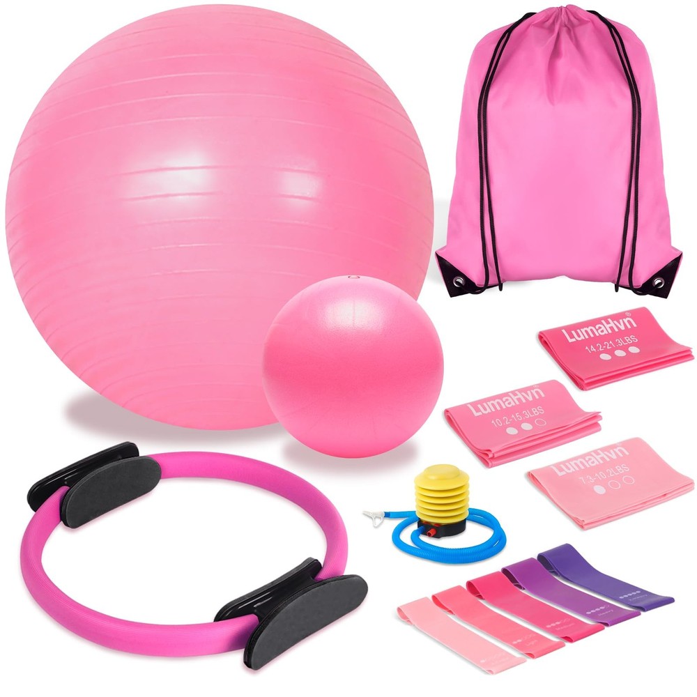 Pilates Essentials Kit for Home Workouts, Pink Pilates Equipment with Pilates…