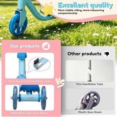 Blue Princess 3-Wheel Scooter for Kids 2-5 – Light Up with Blue