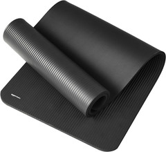 Exercise Gym Yoga Mat 1/2 Inch Thick Carry Strap Super Soft Amazon Basics Black