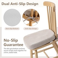 D-Shaped Chair Cushions for Dining Chairs, 2.5” Thick Chair Pads 4 Pack Beige