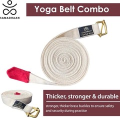 Yoga Strap with Durable Brass Buckle Adjustable Cotton Belt for Daily Stretching