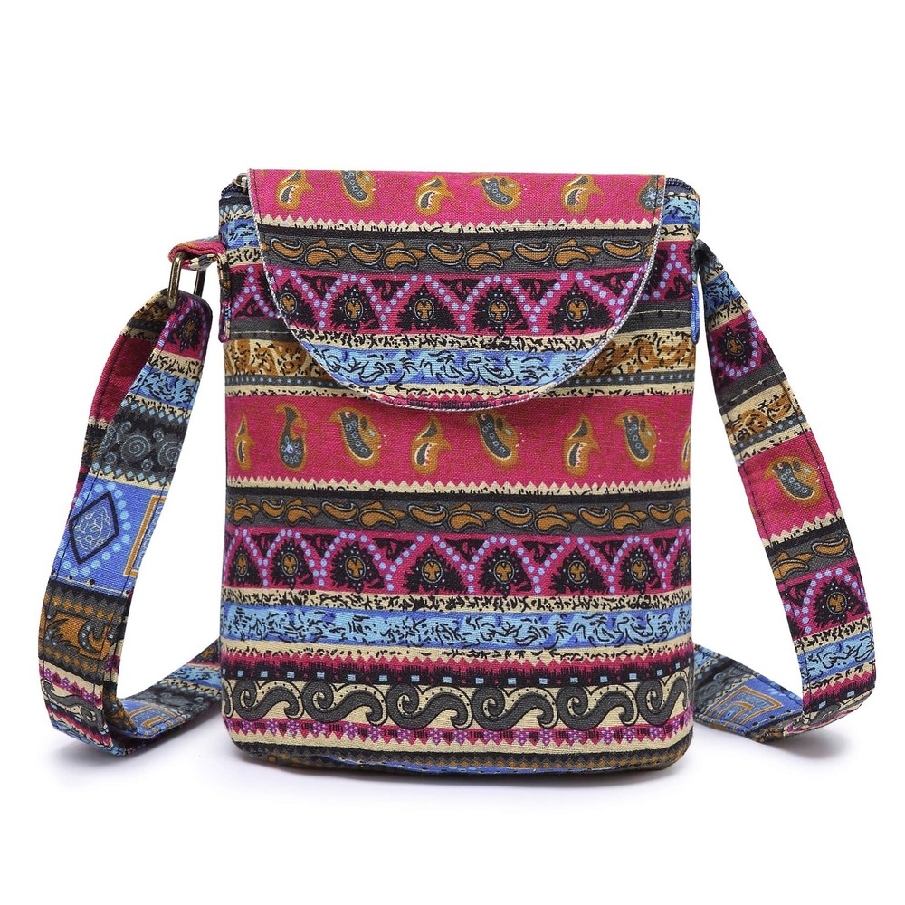 OPQRSTU Women’s Retro Small Size Canvas Shoulder Bag Hippie Boho Crossbody Ha…