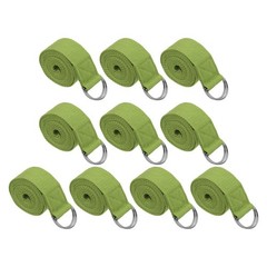 10Pcs 6 Feet Cotton Yoga Strap Belt Stretch Bands with D-Ring Buckle, Dark Green