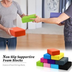 10 Pcs Foam EVA Yoga Blocks Lightweight Non Slip 120g, Mixed Colors