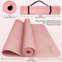 Large Yoga Mat Thick, 76″x32″x0.31″Wide POE Exercise Mat with Non-Slip Surfac…