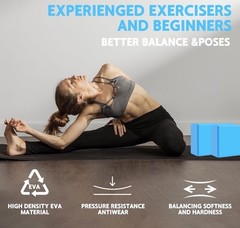 Blue Eva Foam Yoga Block With Yoga Strap