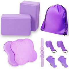 SAMTKA 2 Yoga Blocks Supportive Accessories including 2 Knee Pads, L, Purple