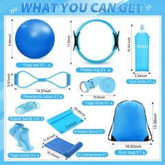 Halloscume 24 Pcs Home Pilates Essentials Kit For Women Pilates Equipment Ring
