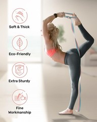 Yoga Strap for Stretching with Adjustable D-Ring – Soft Cotton Blend, 6/8/10 ft