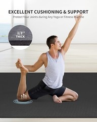 Large Yoga Mat – Extra Wide Workout Mat for Men and Women – 6’x 4′ – Black