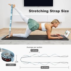 Durable Non-Elastic Stretch Strap for Physical Therapy and Yoga, 10 Loops Stretc