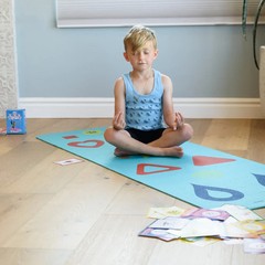 Chi Kids Blue Yoga Mat with game. Soft, Fun & made for kids approx: 4-11