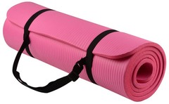 Extra Thick 10mm Exercise Yoga Pilates Mat Gym Fitness NBR 72″x 24″ w/ Bag Strap