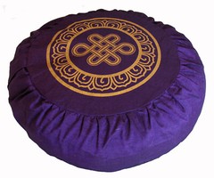 Meditation Cushion Zafu Pillow Buckwheat Fill Silkscreen “Endless Knot”