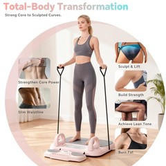 Pilates Reformer Board，6-in-1 Foldable Pilates Equipment for Home Workout wit…