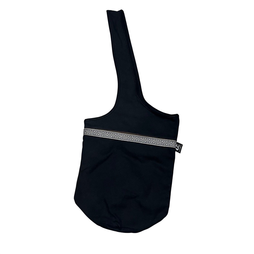 Ewedoos Yoga Mat Bag Canvas Sling Carrier with Pockets Black Embroidered Trim