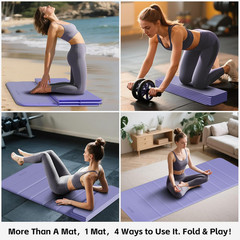 Thick Foldable Yoga Mat 0.4″ | Non-Slip TPE for Home, Gym & Pilates