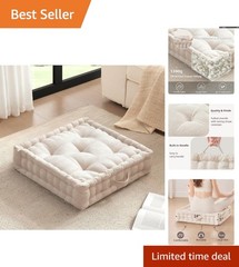 Soft Plush 24″ Azza Chenille Floor Pillow with Handle – Ideal for Meditation