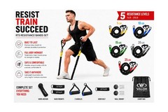 Valor Fitness Resistance Bands – 5lb to 25lbs – Carabiners Attached & 2 Bands…