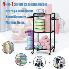 LIANTRAL Yoga Mat Storage Rack – Metal Gym Organizer for Yoga Mats, Foam Roll…