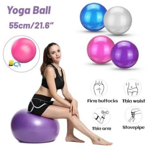 PINK 55cm (22in) Exercise YOGA BALL & Pump Anti-Burst Stability Balance Gym ball