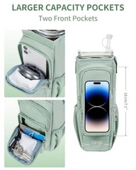 30/Crossbody Water Bottle Holder Anti-Tip Tumbler Carrier Bag | 40oz Green