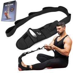 Adjustable Foot & Calf Stretcher with Padded Strap for Plantar Fasciitis Relief,