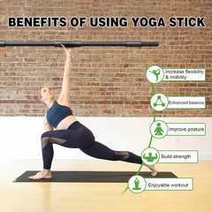58 Inch Yoga Stick for Stretching with Neck Pad & Adjustable Grips